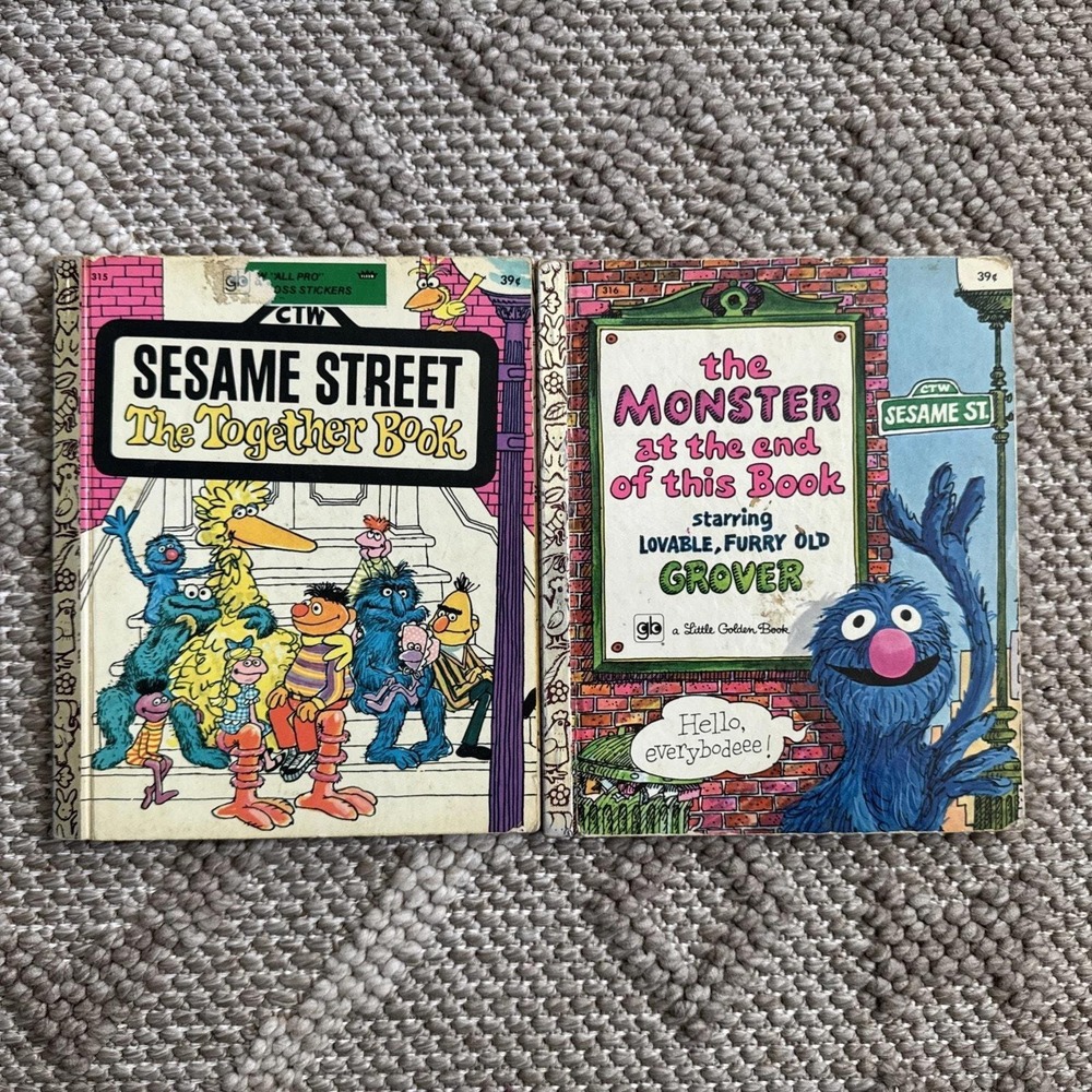 Vintage Sesame Street Little Golden Books Grover Together‎ Book Lot of 2 1970s
